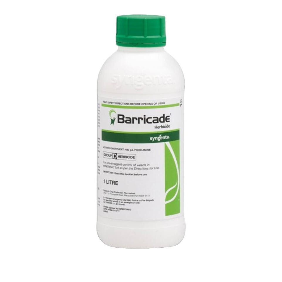 Bottle of Barricade pre-emergent herbicide