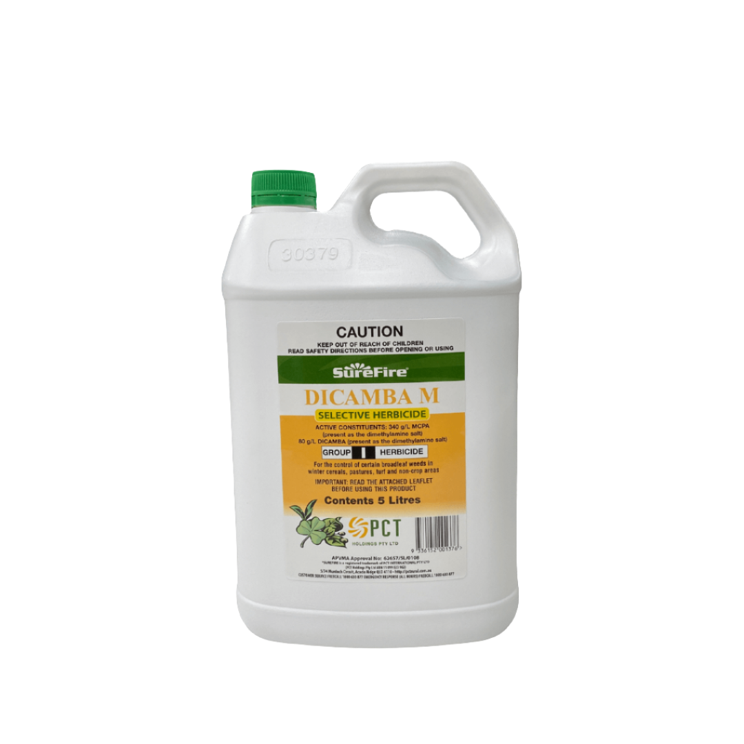 Bottle of Surefire Dicamba M herbicide