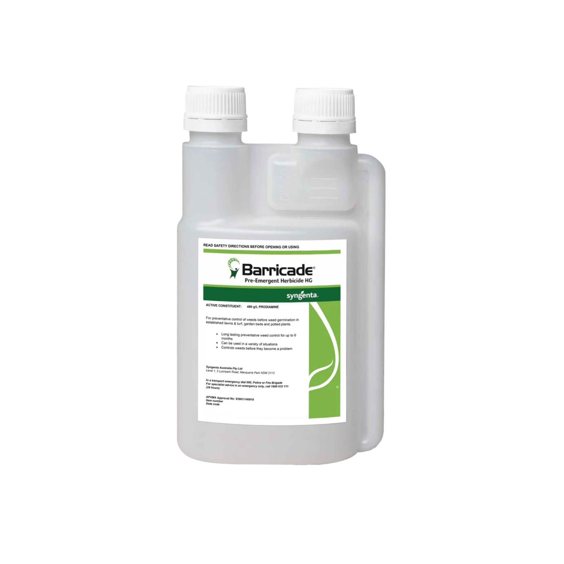 Bottle of Barricade pre-emergent herbicide