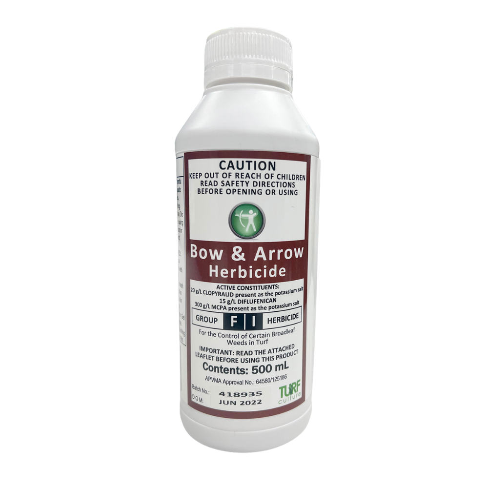 Bottle of Bow and Arrow broadleaf herbicide