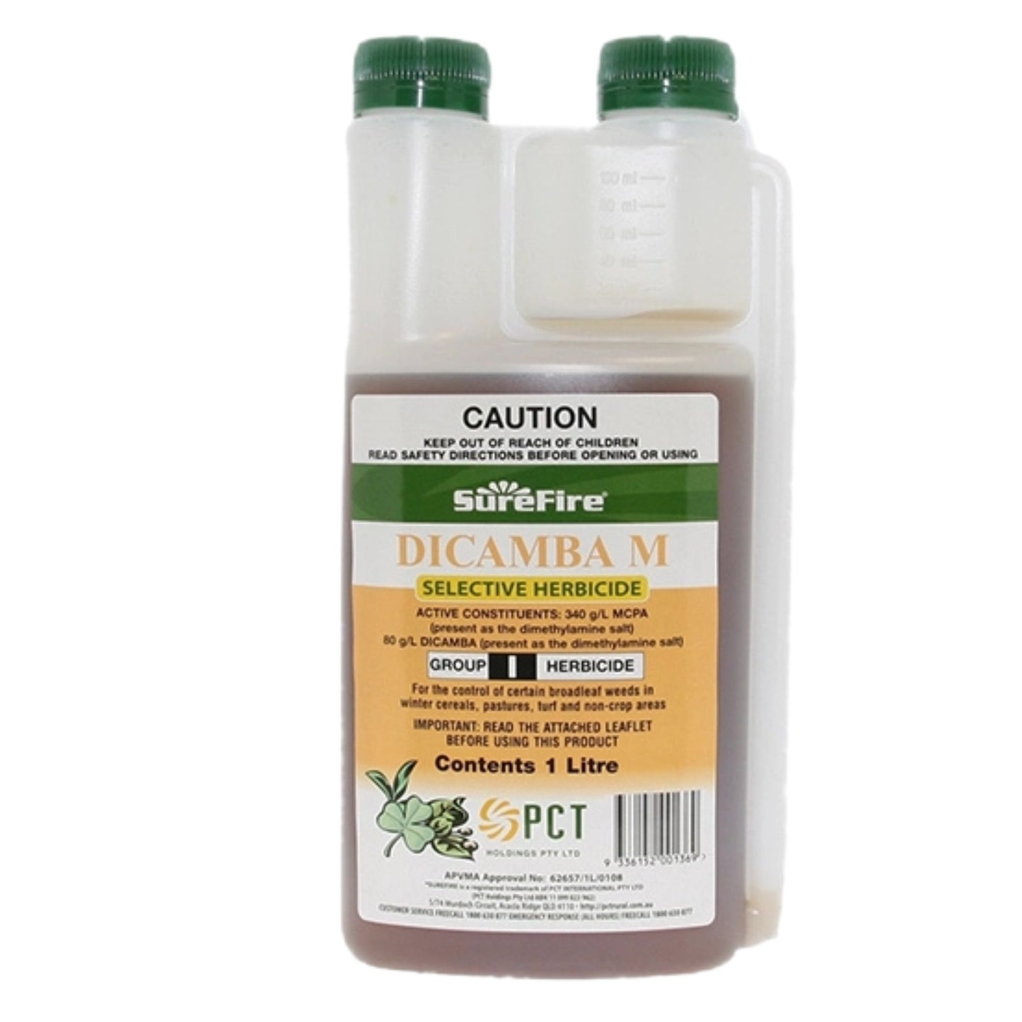 Bottle of Surefire Dicamba M herbicide