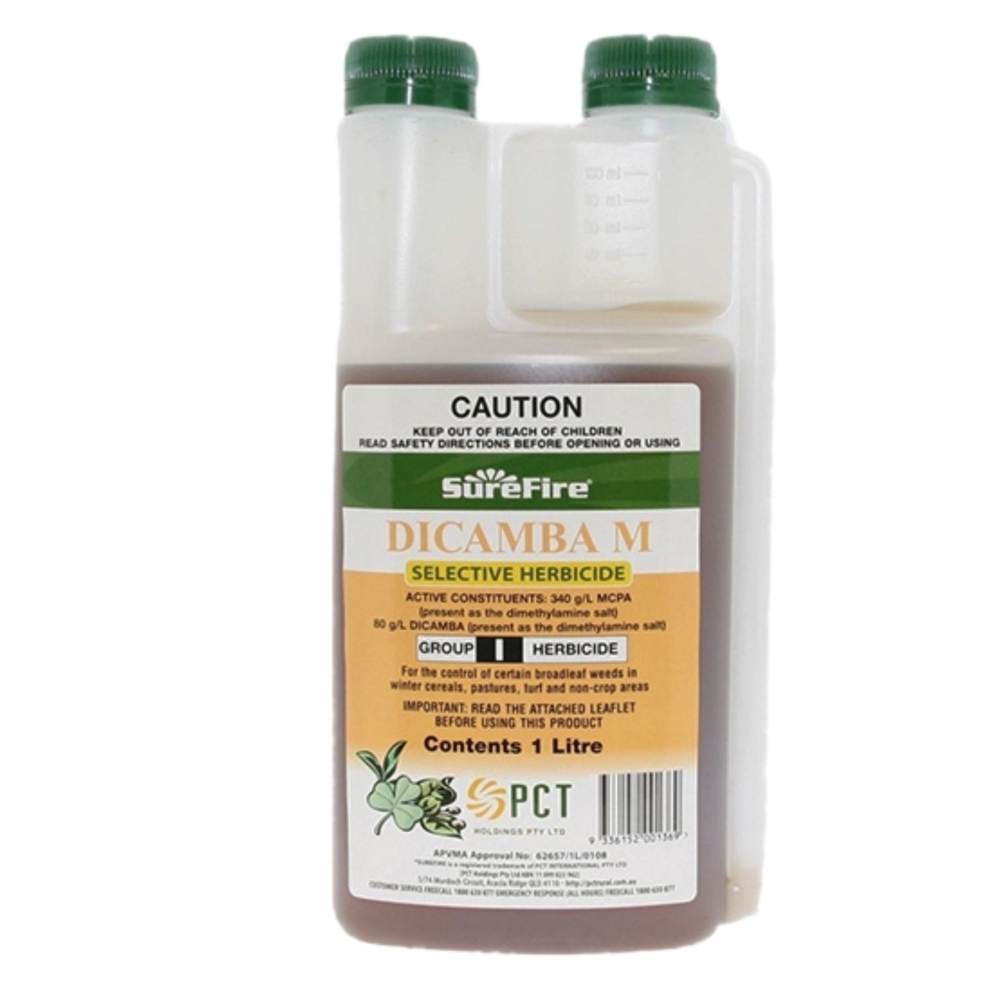 Bottle of Surefire Dicamba M herbicide